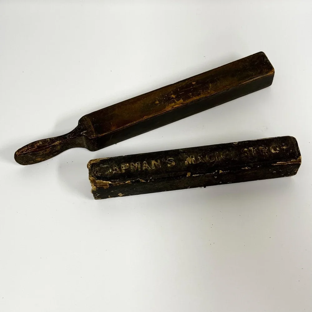 Vintage Chapman's Magic Strop: Aged Wood Shaving Blade Sharpener